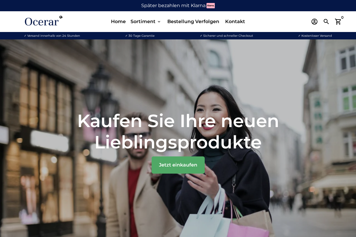 Ocerar homepage screenshot