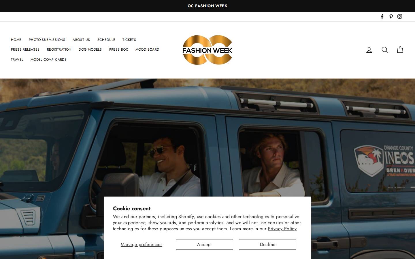 ocfashionweek.com homepage screenshot