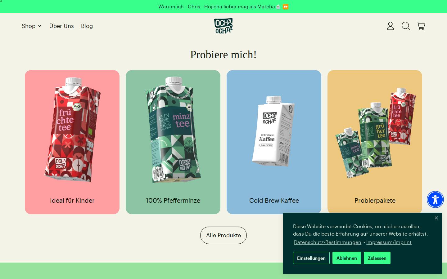 ochaocha.de homepage screenshot