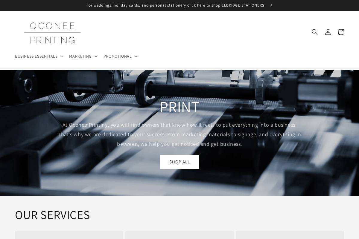 oconeeprinting.com homepage screenshot