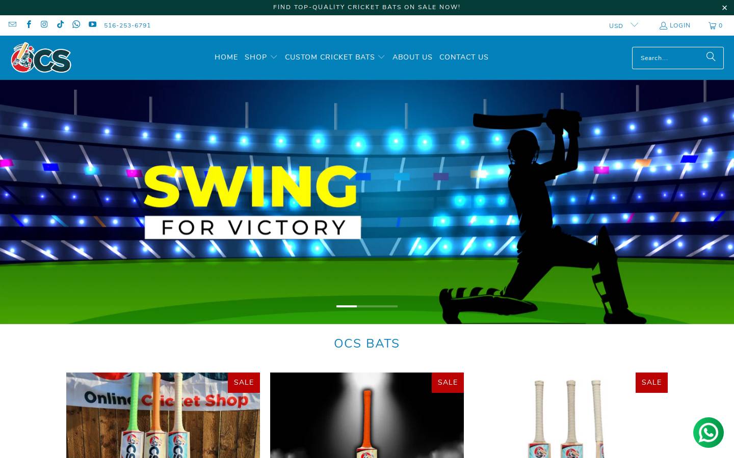 ocsbats.com homepage screenshot