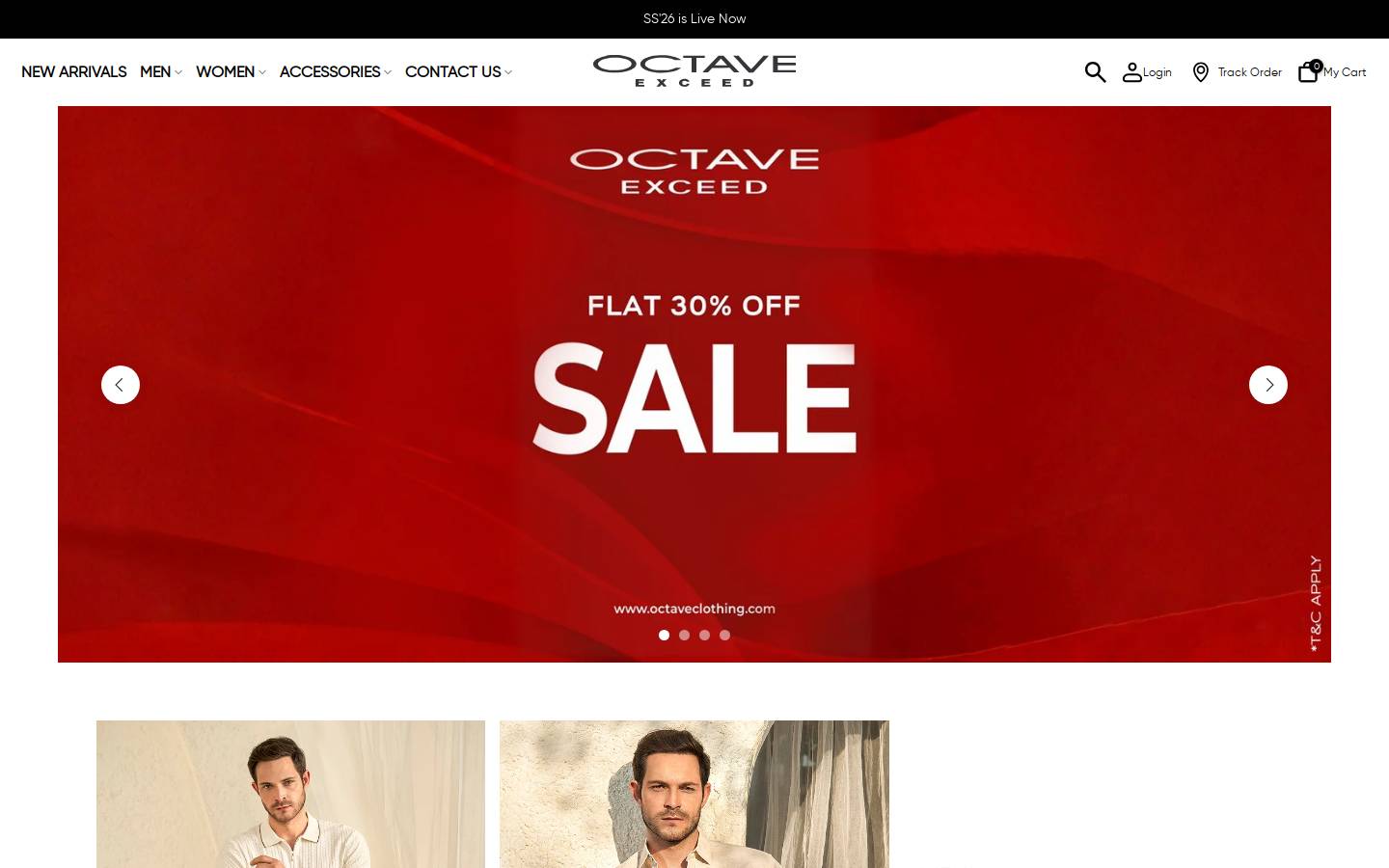 octaveclothing.com homepage screenshot