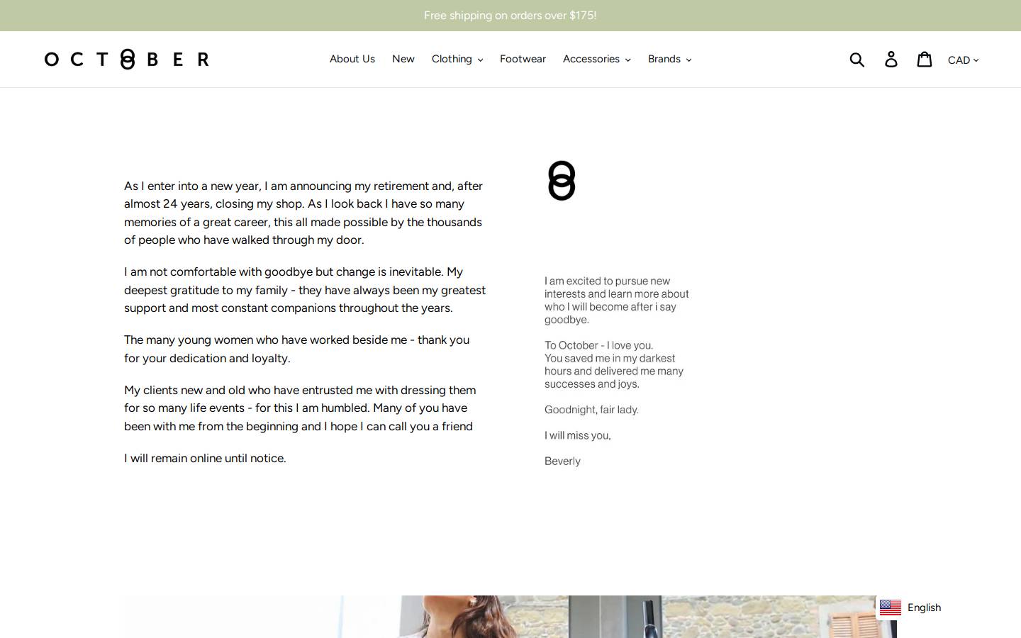 octoberboutiqueshop.com homepage screenshot
