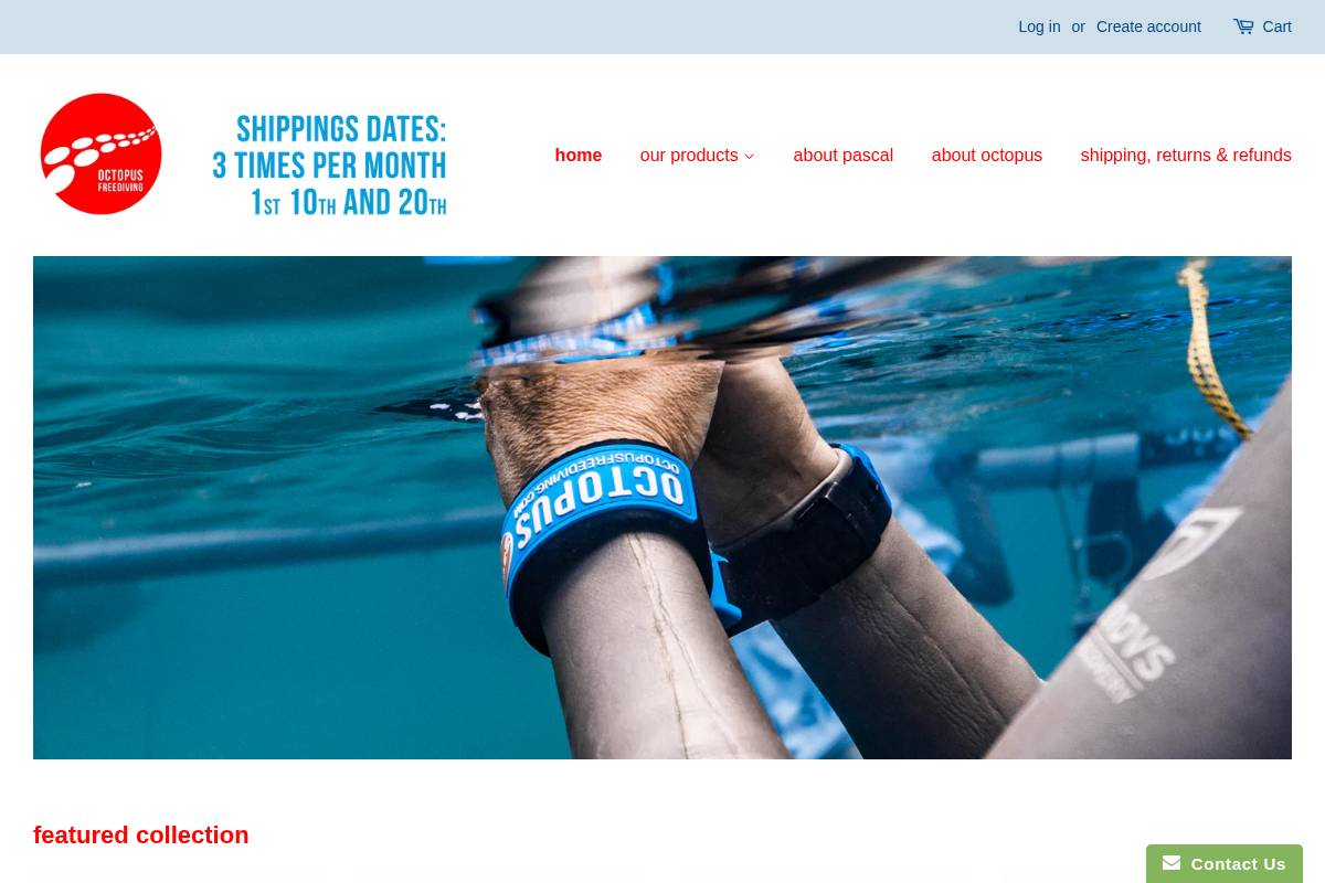 octopusfreediving.com homepage screenshot