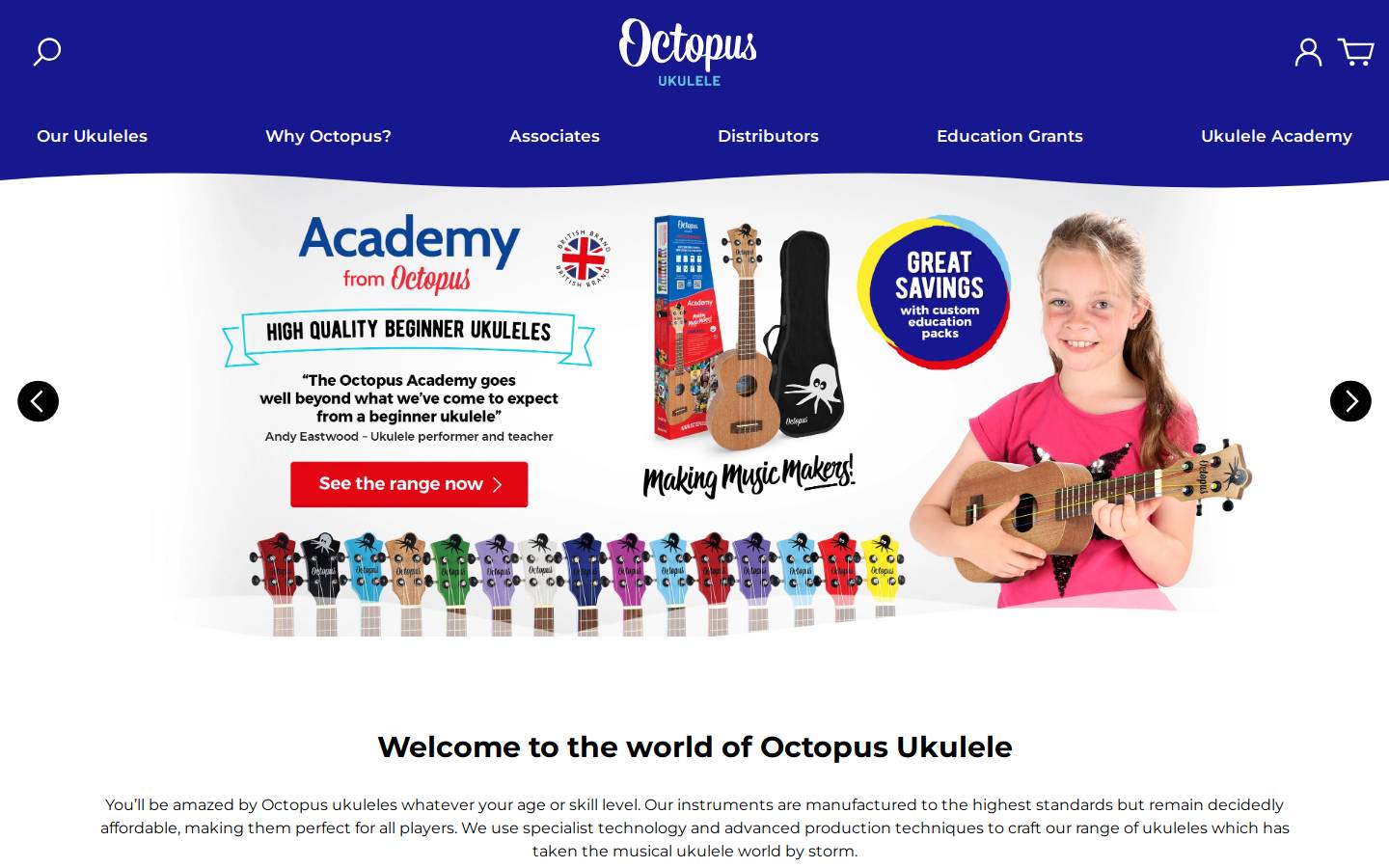 octopusukulele.com homepage screenshot