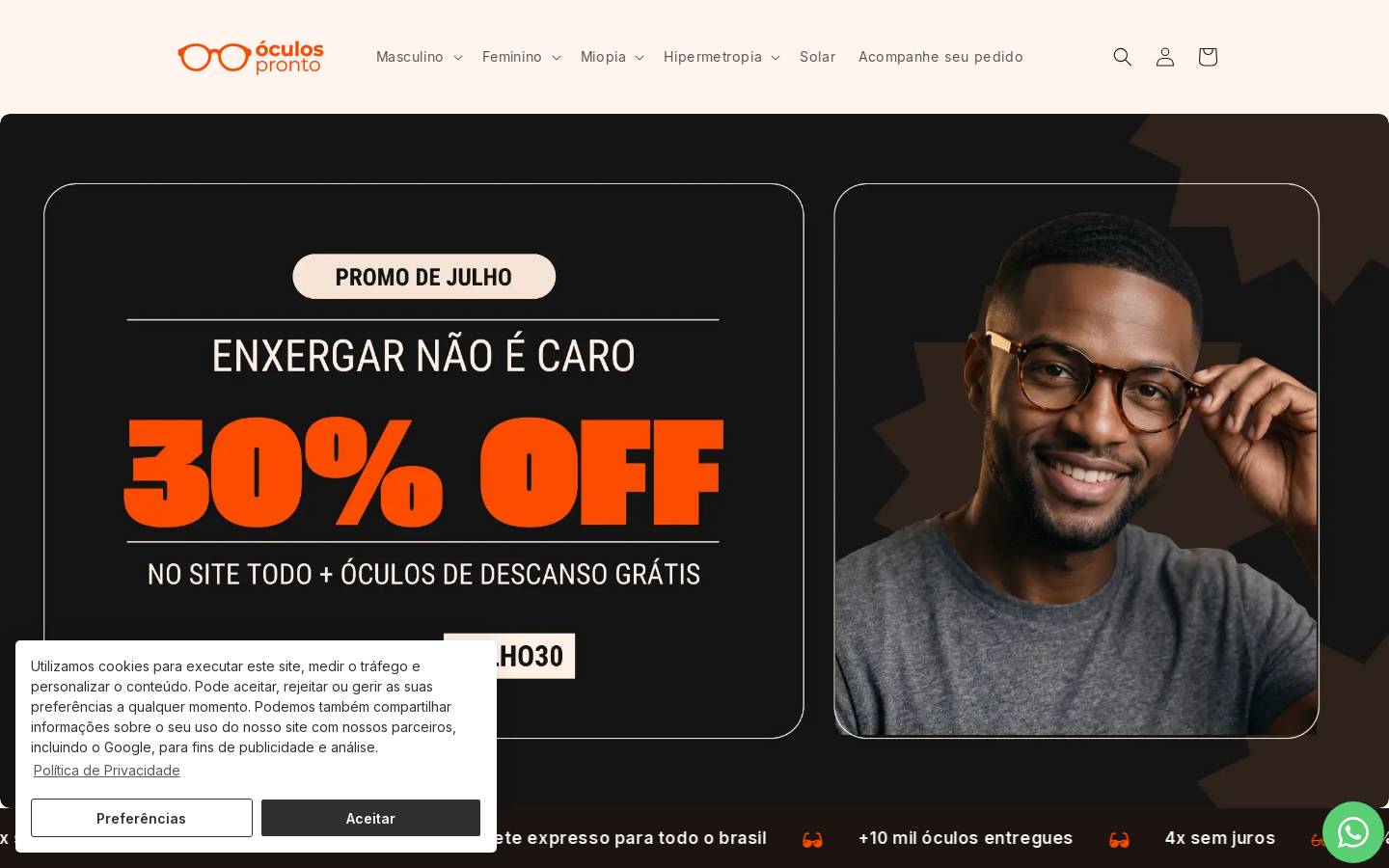 oculospronto.com.br homepage screenshot