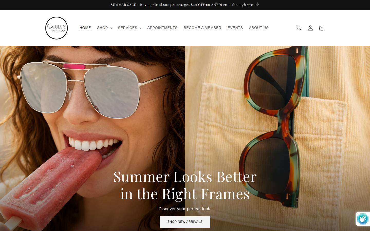 oculuseyegallery.com homepage screenshot