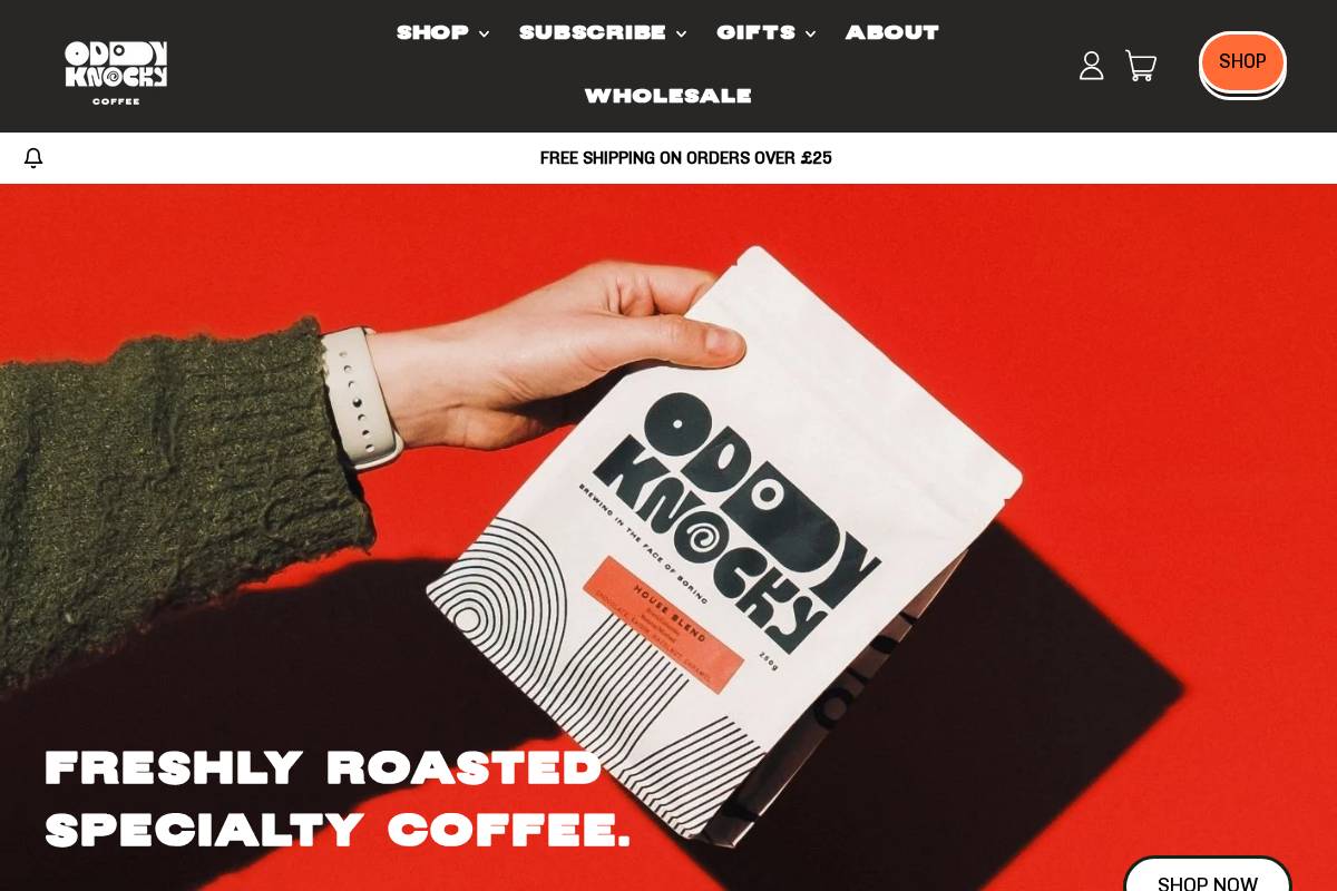 oddyknockycoffee.co.uk homepage screenshot