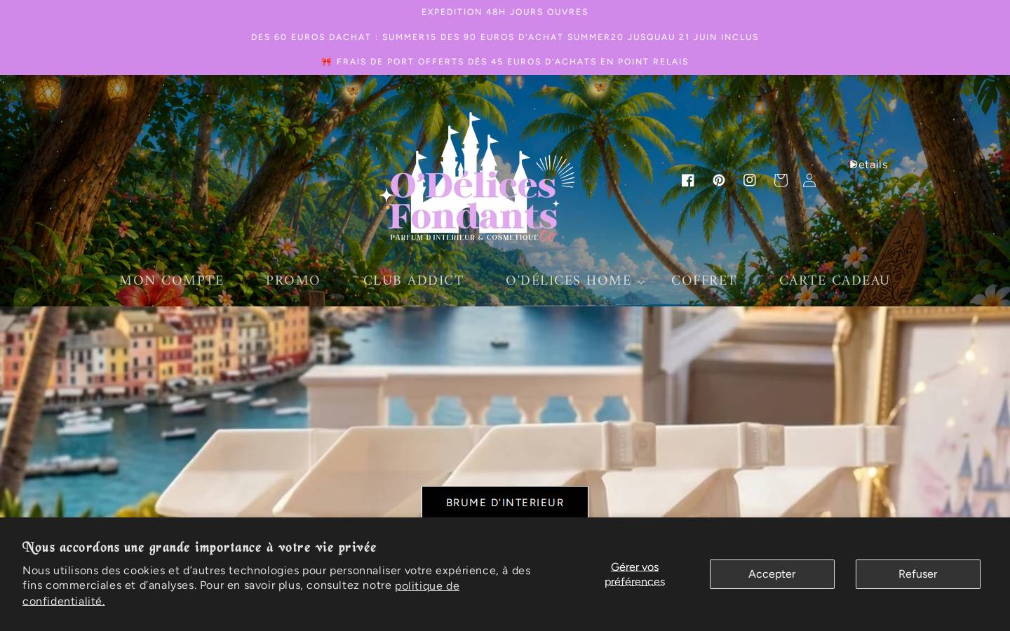 O’Délices Fondants homepage screenshot