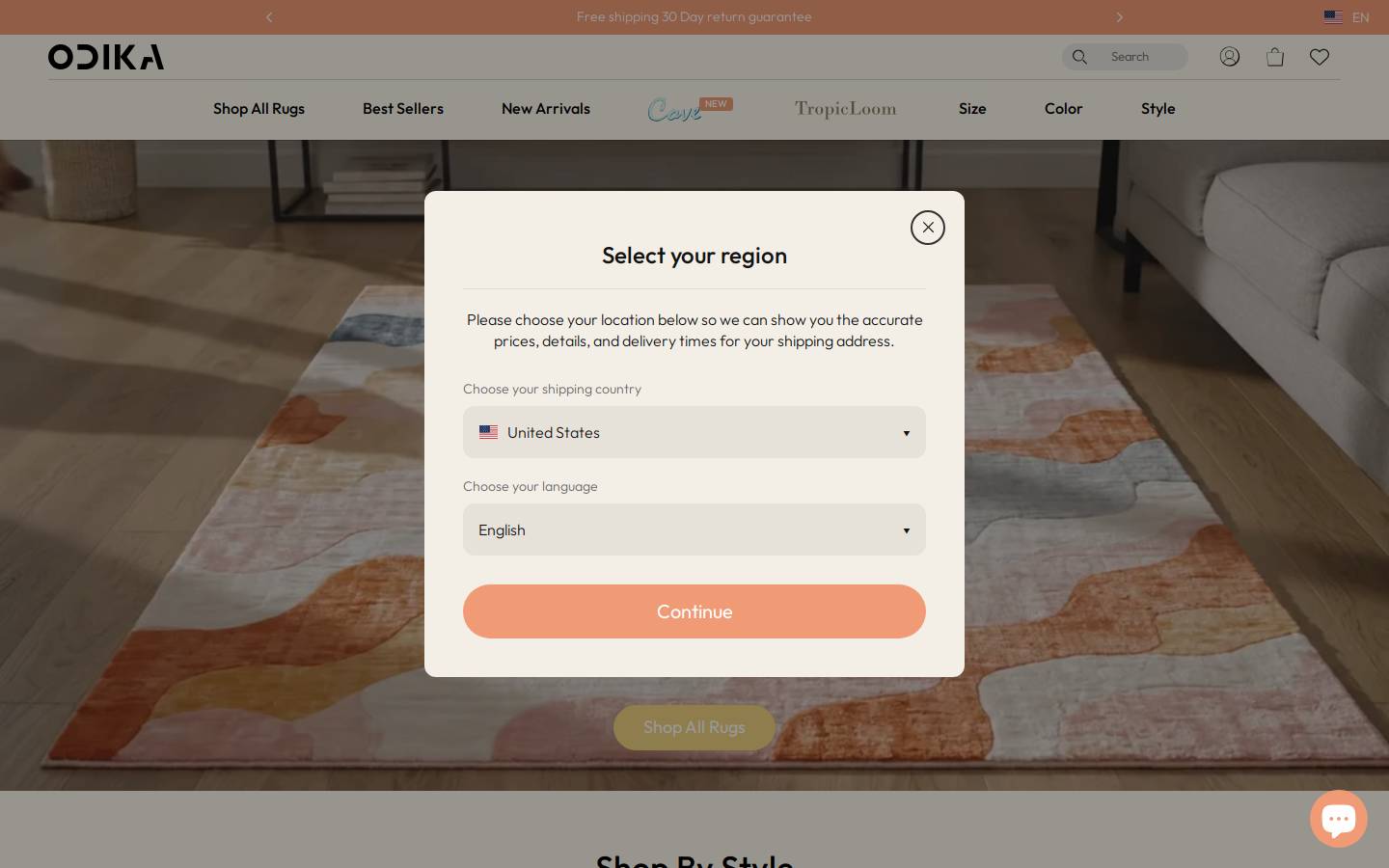 odikafurniture.com homepage screenshot