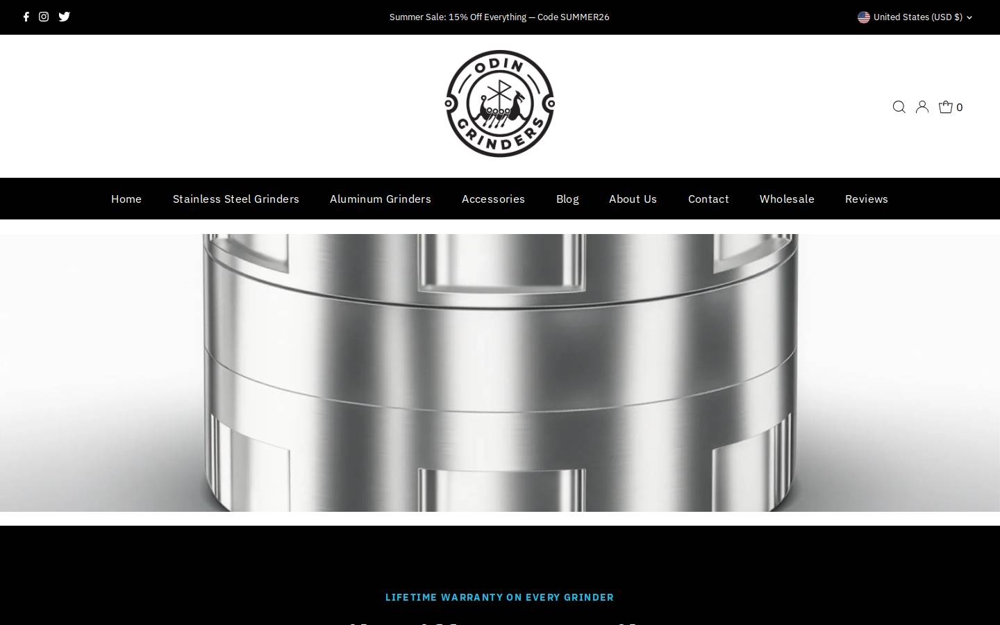 odingrinders.com homepage screenshot