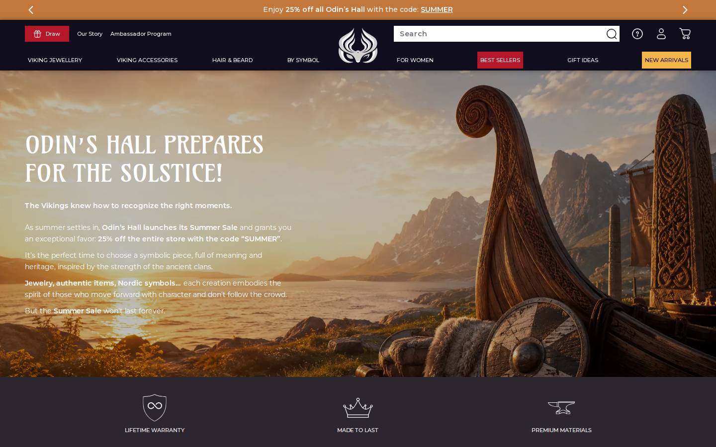 Odin's Hall homepage screenshot