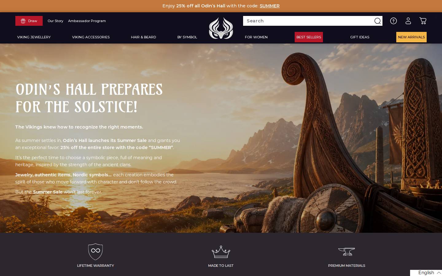 Odin's Hall homepage screenshot