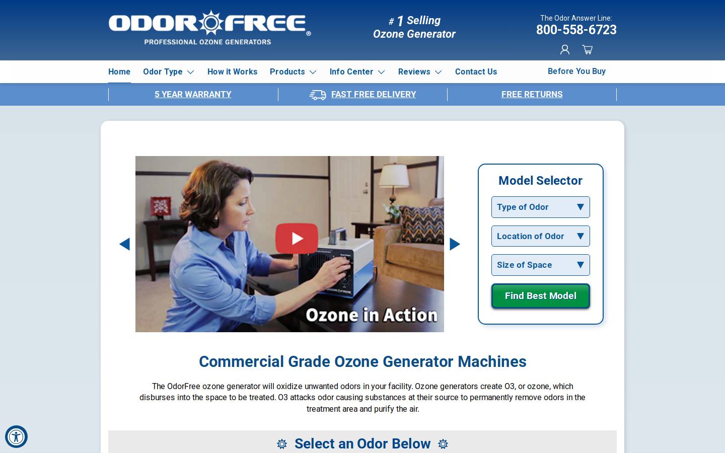 odorfree.com homepage screenshot