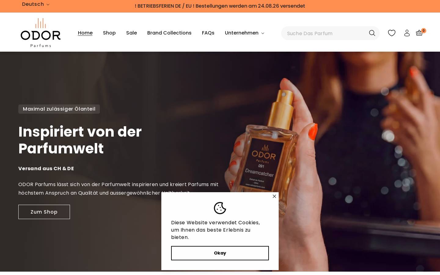 Odorparfums homepage screenshot