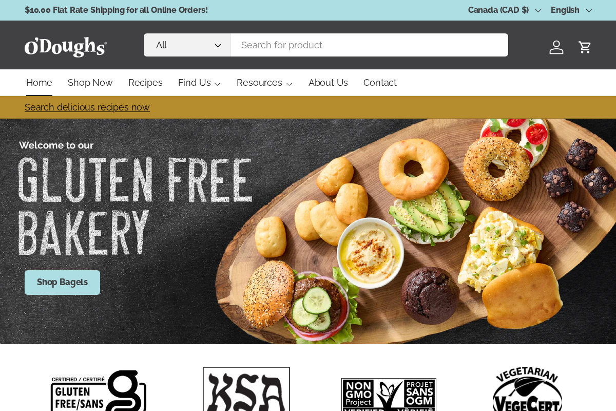 O'Doughs homepage screenshot