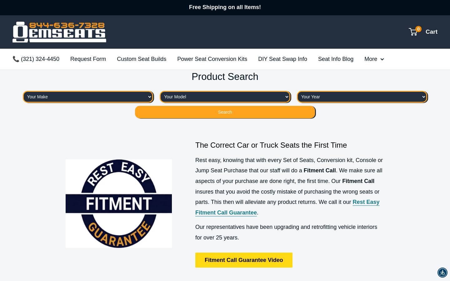 oemcarandtruckseats.com homepage screenshot