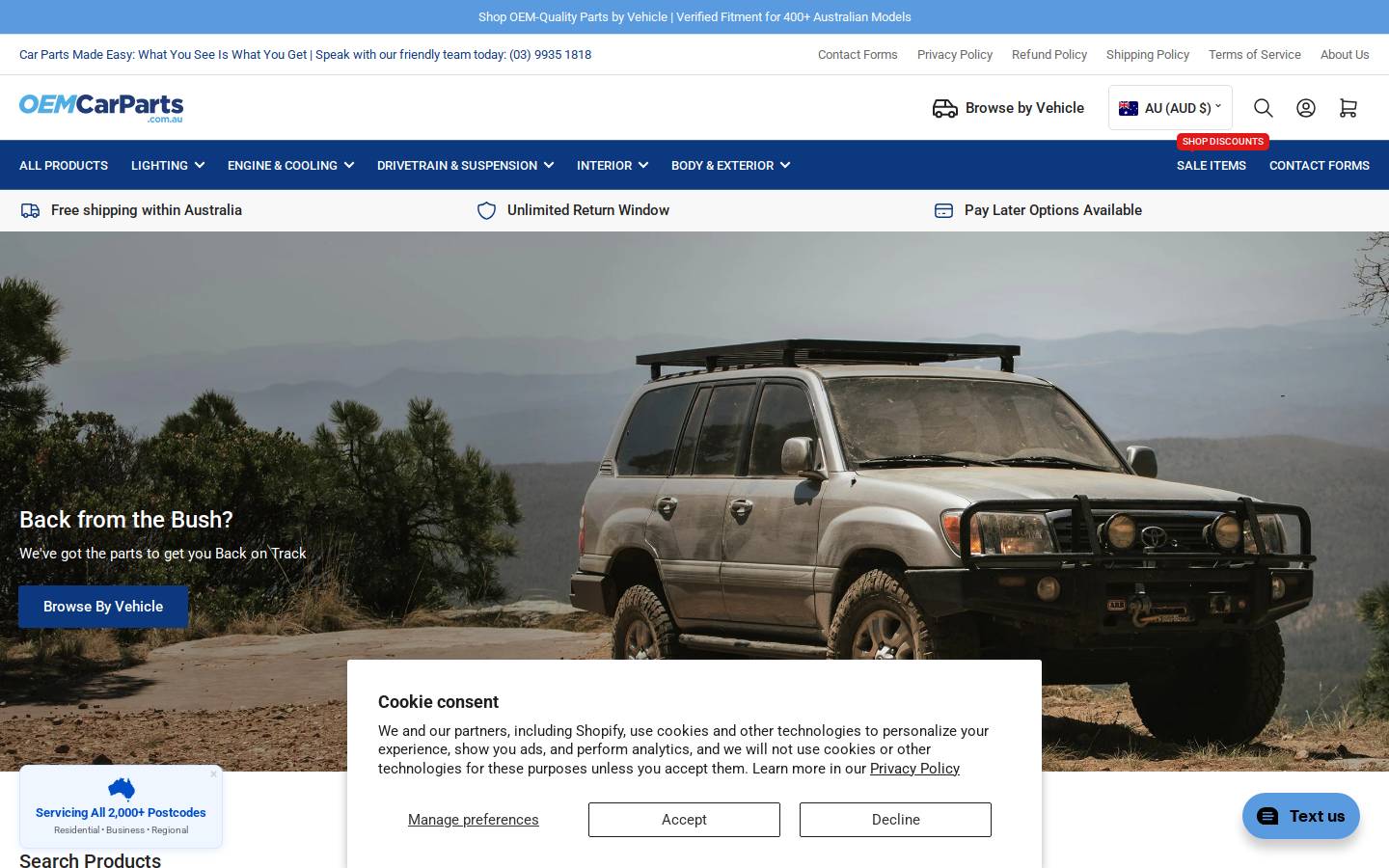 Oemcarparts homepage screenshot