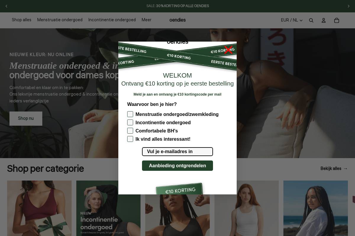 Oendies homepage screenshot