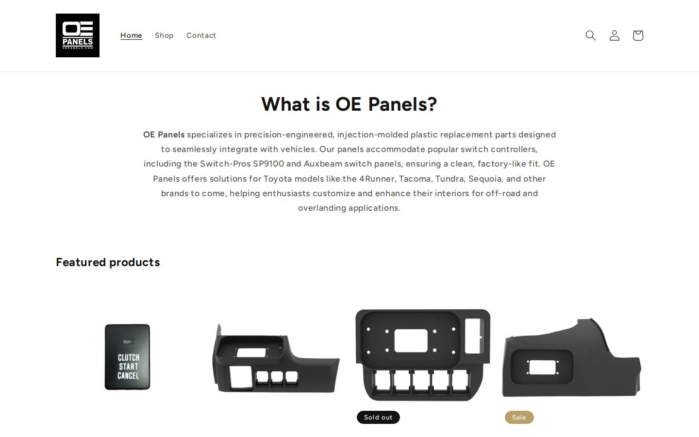 oepanels.com homepage screenshot