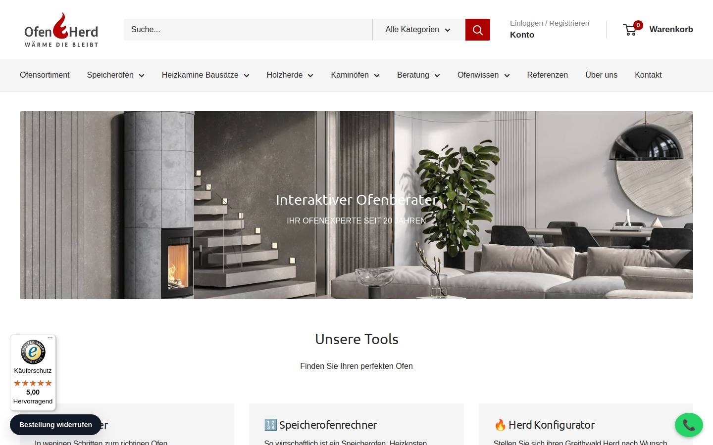 ofen-und-herd.de homepage screenshot