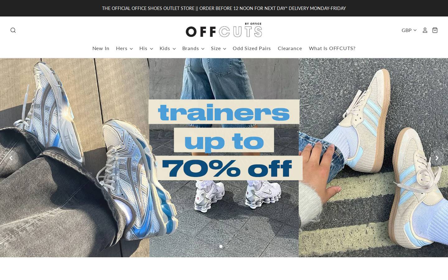 OFFCUTS Shoes homepage screenshot