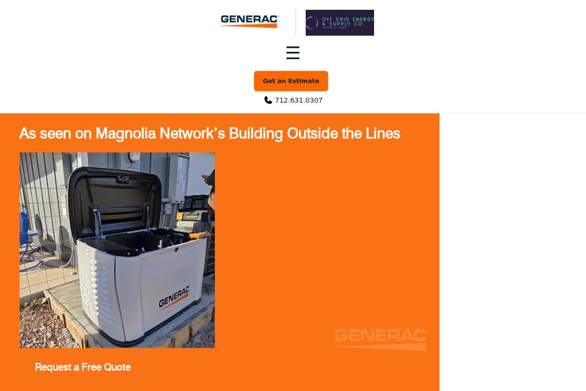 offgridenergyandsupply.com homepage screenshot