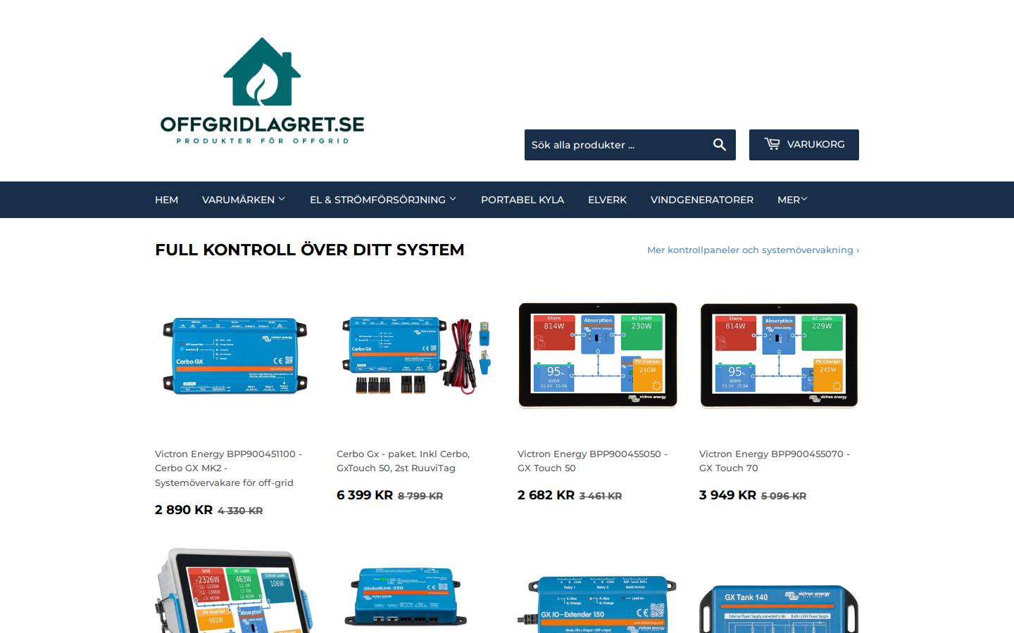 Offgridlagret homepage screenshot