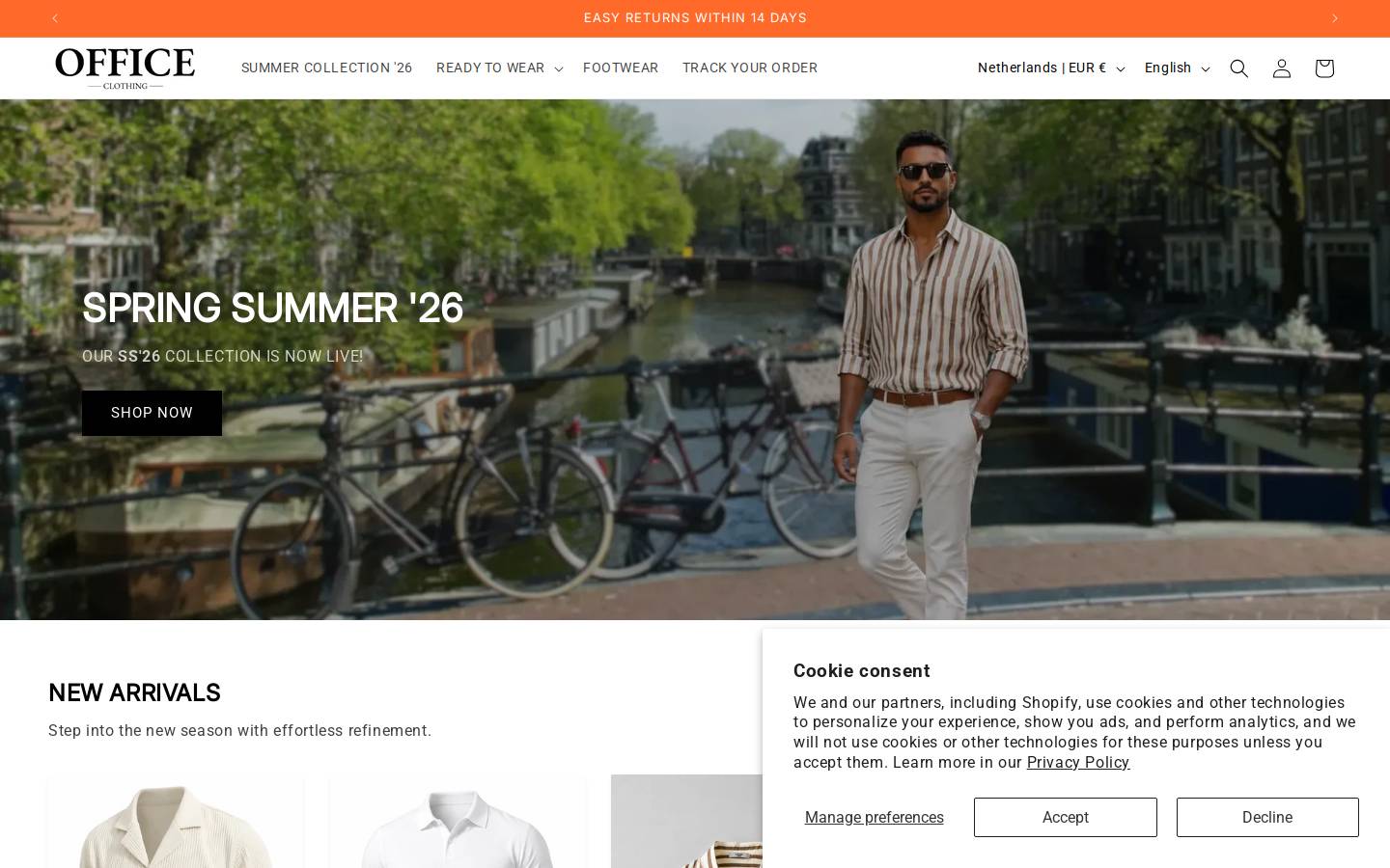Office Clothing homepage screenshot