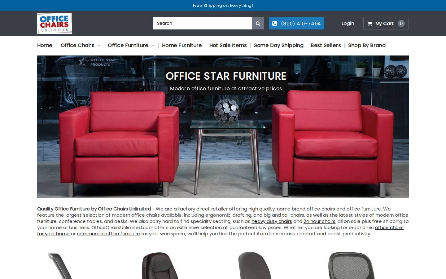Office Chairs Unlimited homepage screenshot
