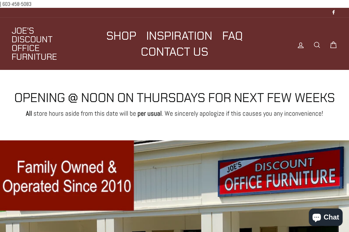 Joe's Discount Office Furniture homepage screenshot