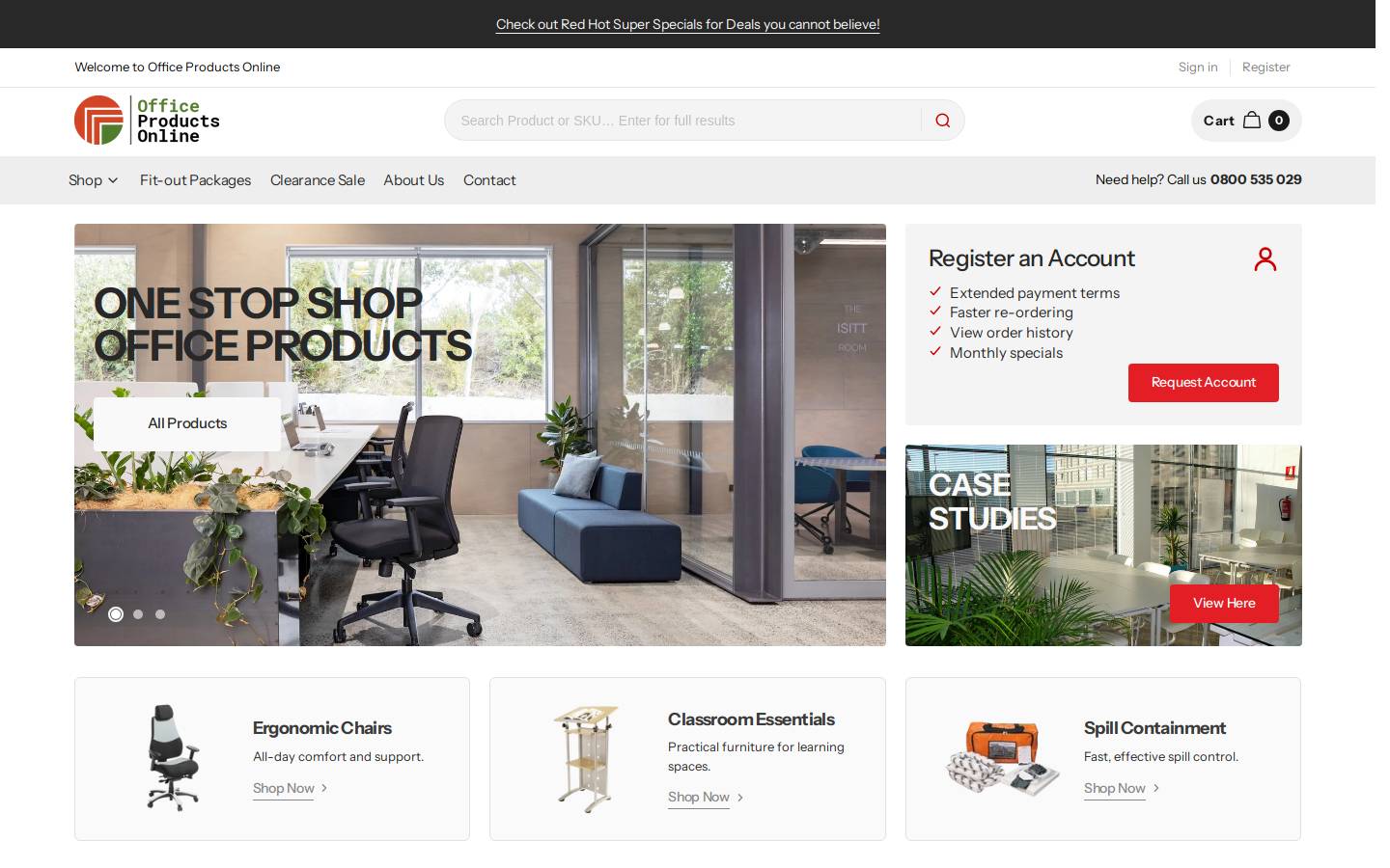 officeproductsonline.co.nz homepage screenshot