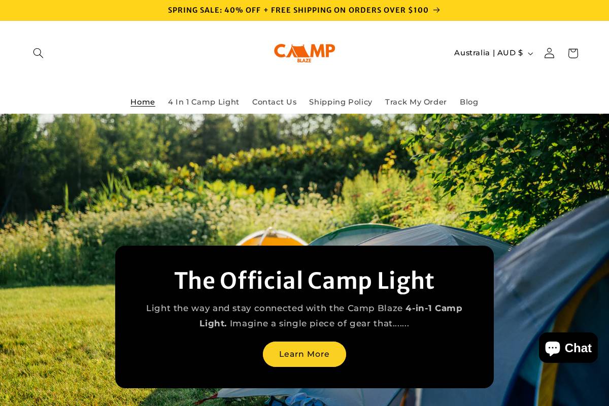 officialcamplight.com homepage screenshot