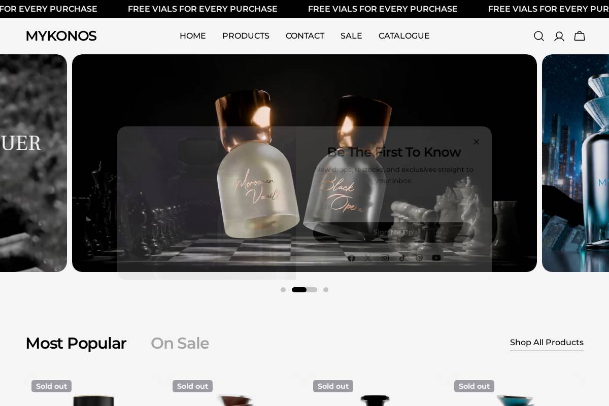 Officialmykonos homepage screenshot