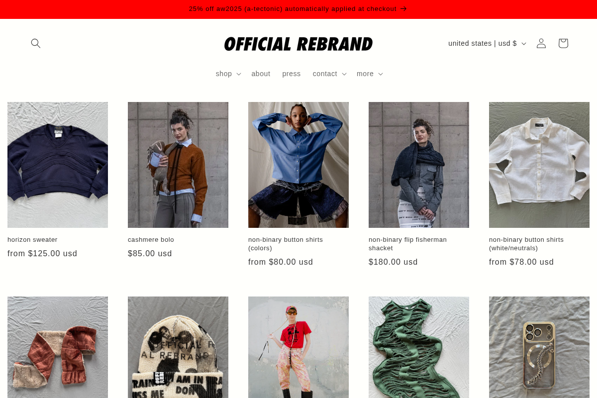 OFFICIAL REBRAND homepage screenshot