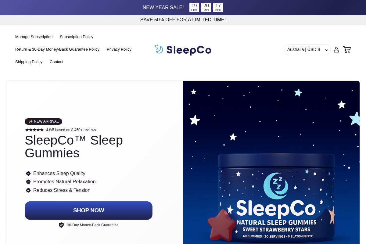 SleepCo™ homepage screenshot