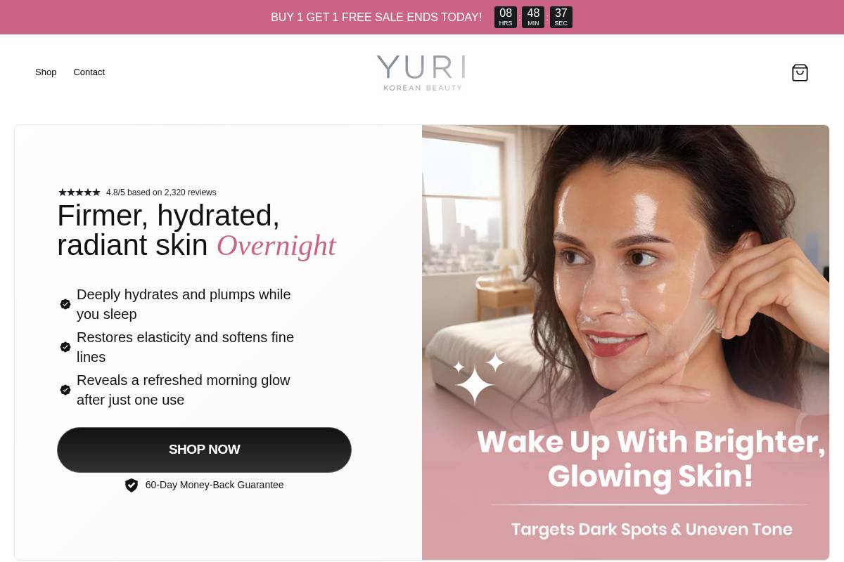 Officialyuri homepage screenshot