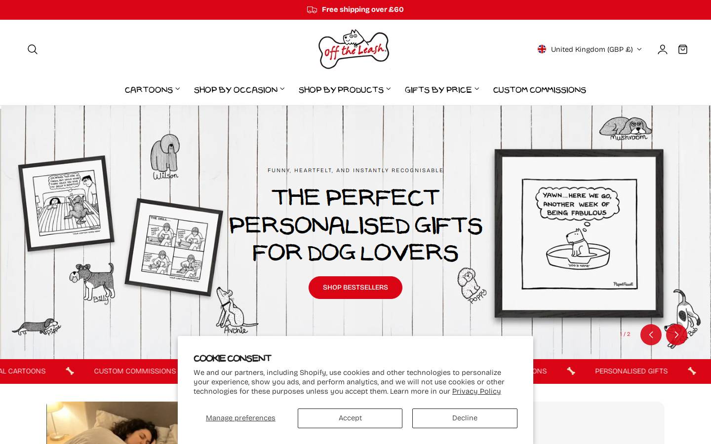 offtheleashdogcartoons.com homepage screenshot