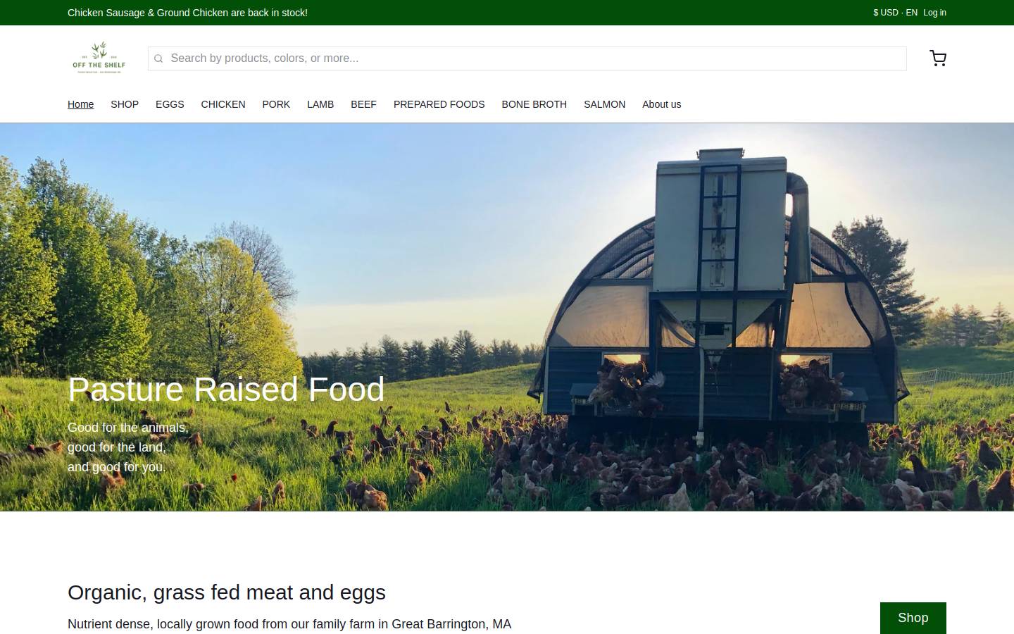 offtheshelffarm.com homepage screenshot