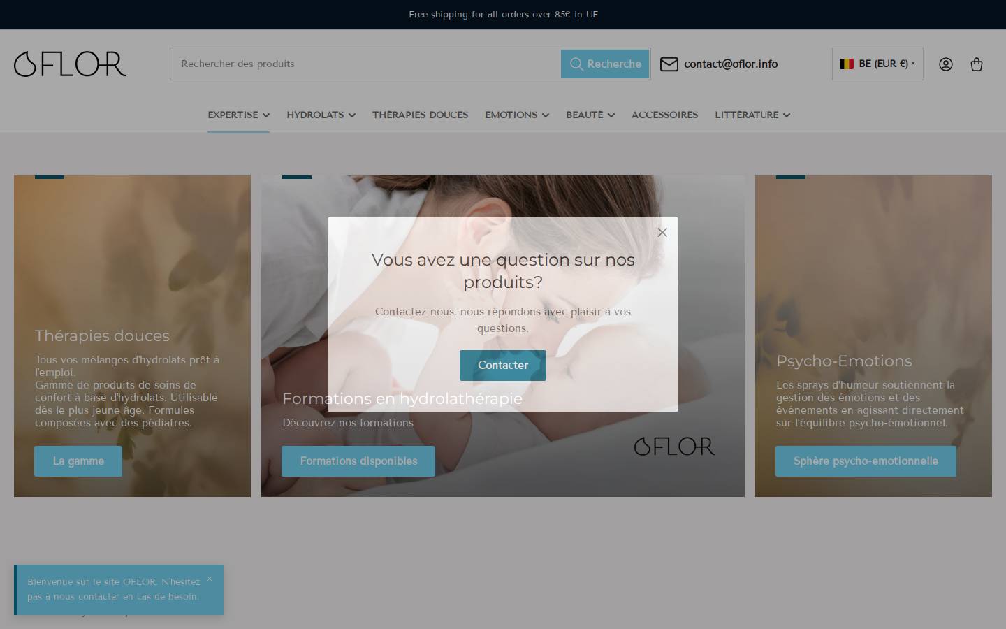 Hydrolats O'Flor homepage screenshot
