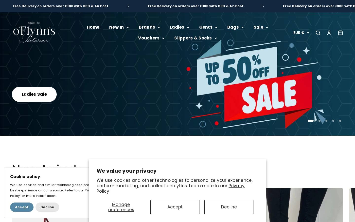 Oflynnsfootwear homepage screenshot