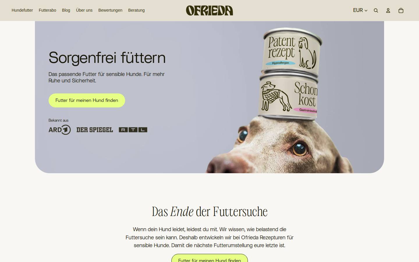 ofrieda.at homepage screenshot