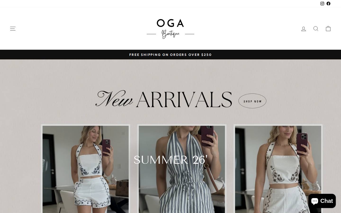 ogaboutique.com homepage screenshot
