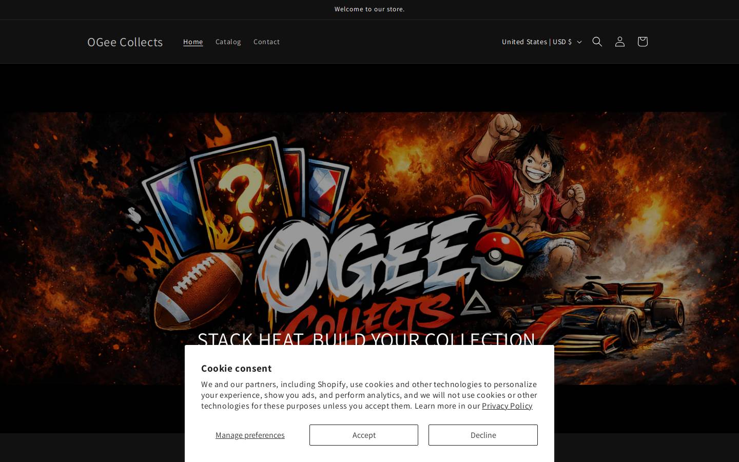ogeecollects.com homepage screenshot
