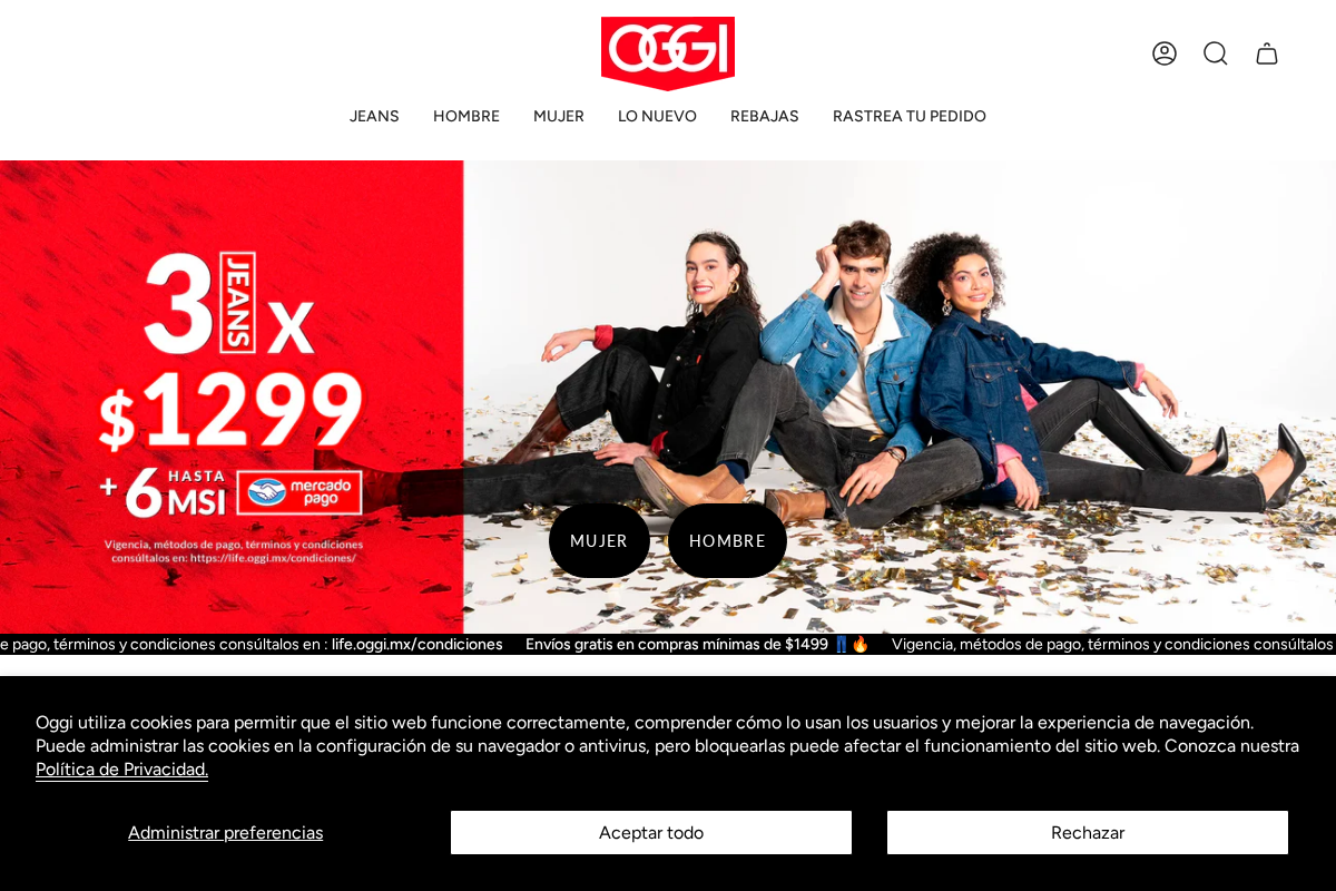 Oggi Jeans homepage screenshot