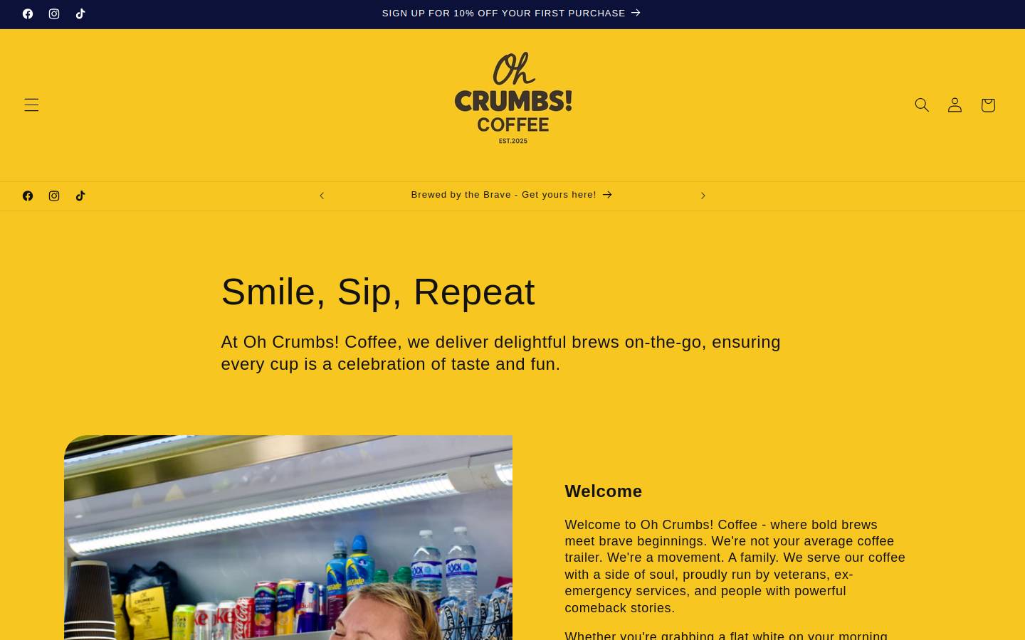 ohcrumbscatering.com homepage screenshot