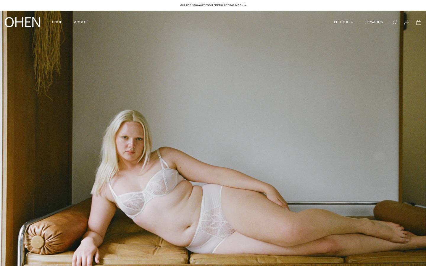 ohenunderwear.com homepage screenshot
