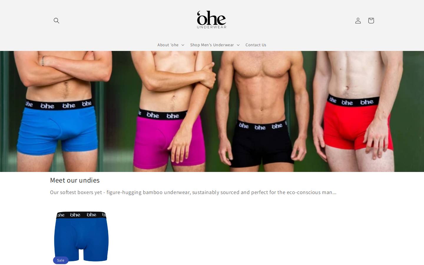 'ohe underwear homepage screenshot