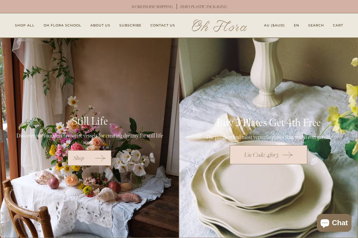 ohflorastore.com homepage screenshot