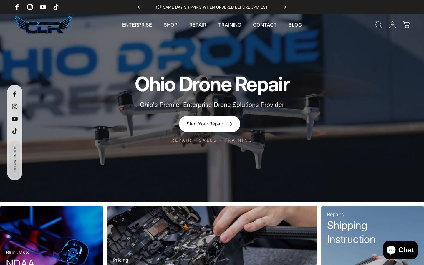 ohiodronerepair.com homepage screenshot